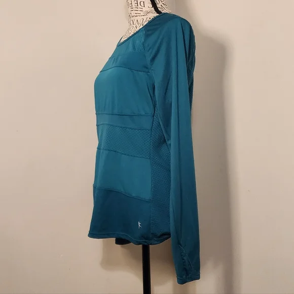 Teal Long Sleeve Women's Athletic Top - Picture 3 of 7